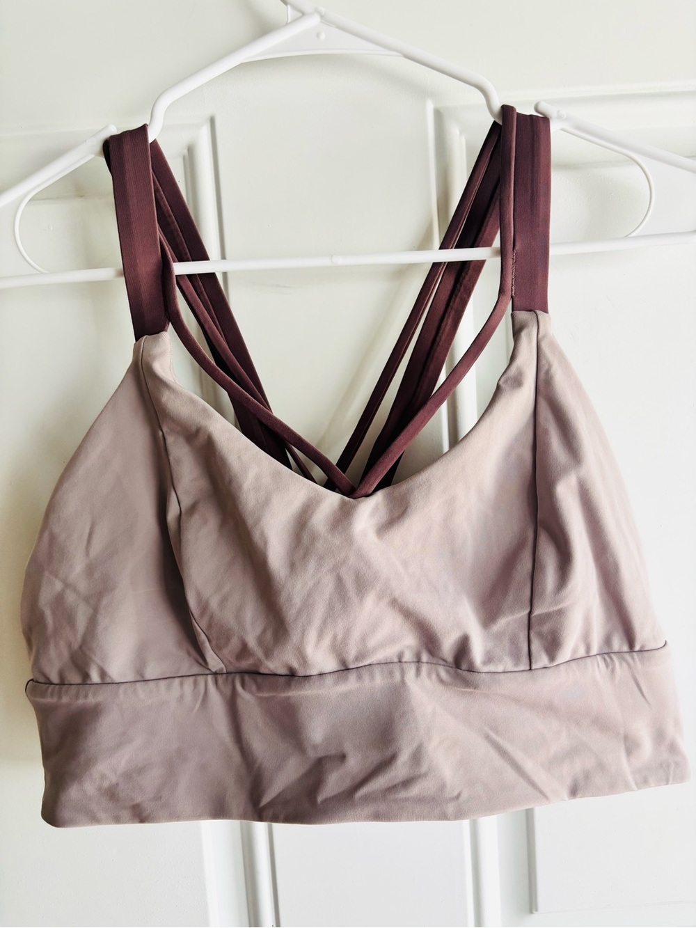 Lululemon Longline Sports Bra โ Size 12 / XL โ Mauve & Burgundy